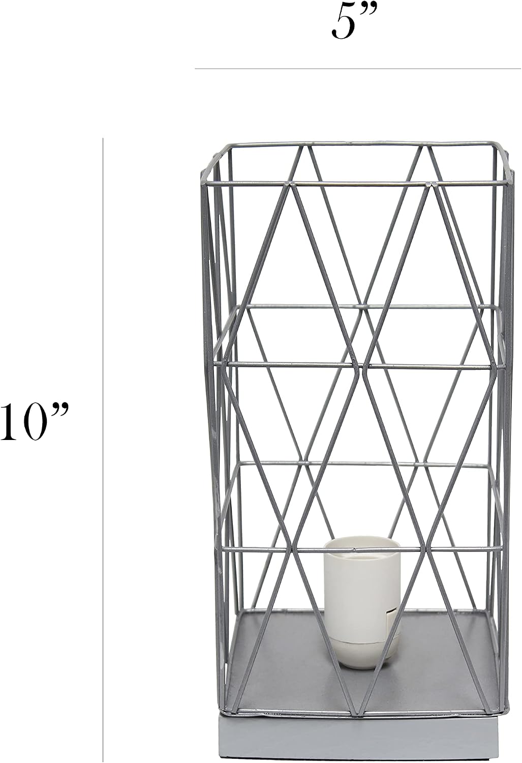 Simple Designs LT1073-GRY Gray Geometric Square Metal Table Lamp (Pack of 6)