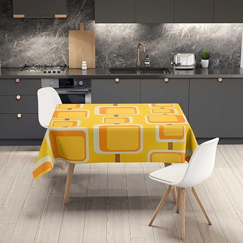 Vista 2 de Mantel Redondo para mesa de 4 sillas, diseño retro 60S 70S y 70S, decoración para comedor, 30 x 30 pulgadas