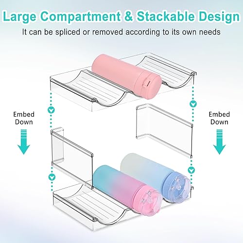 Miniatura 2 de TopDirect Organizador de botellas de agua, 4 paquetes grandes de almacenamiento de botellas, estante de almacenamiento apilable, vino, bebida, taza,