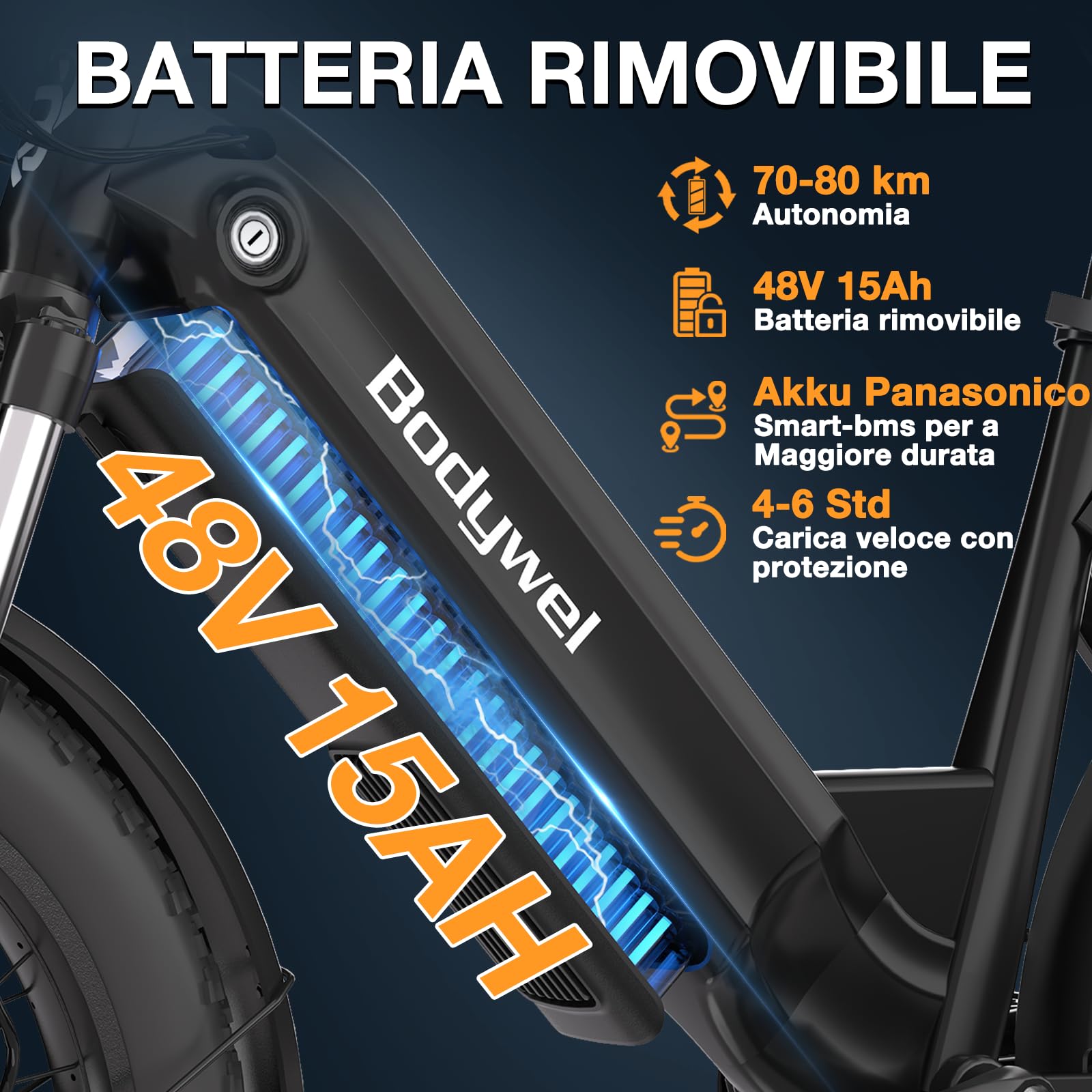 Bodywel F20 E-Bike Adulto 48V 15Ah Batteria 250W Motore 25 km/h, Bici Elettrica Fatbike 20 Pollici per Uomo e Donna, 7 Velocità, Display Smart APP, Freni a Disco 180mm, Portapacchi
