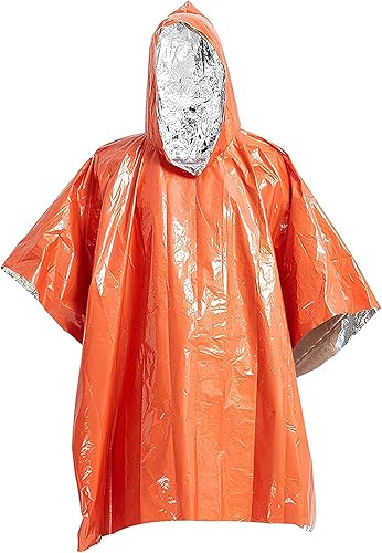 Miniatura 2 de ELK Poncho de emergencia, paquete de 4 unidades, retención de calor, manta térmica reversible de Mylar, reflectante para mayor visibilidad, equipo