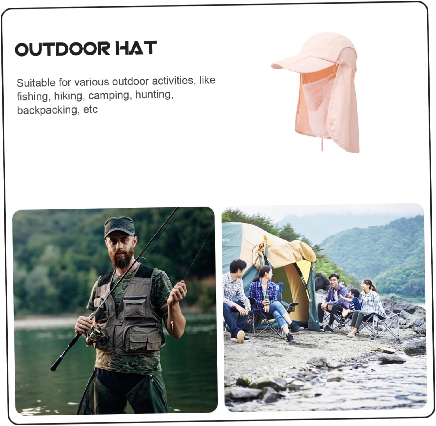 2pcs Sun Hat Nylon Clamshell Neck Sleeve Riding