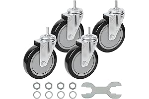 Finnhomy Caster Wheels 5 Inch Black Industrial Swivel Caster Wheels Set of...