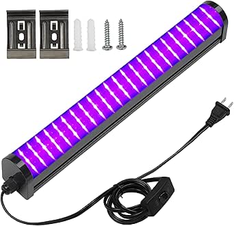 Upgrade 25W LED Black Light Bar - 72 UV Big LED Chip 395-405 nm, Black Lights for Glow Party - Blacklight Bar for Fluorescent Posters, Glow in The Dark Party, Stage Lighting, Body Painting, Halloween