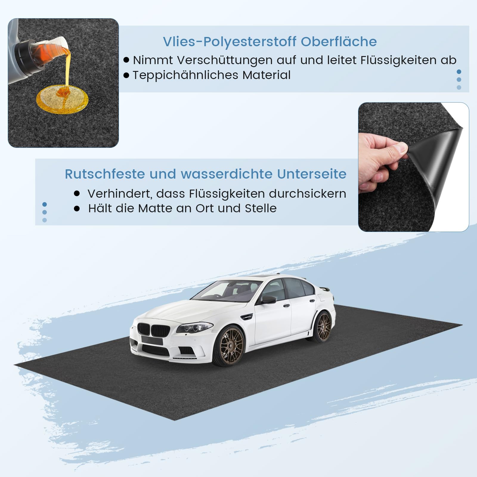 GYMAX Garagenmatte, Bodenmatte, zuschneidbarer Öl Auffangmatte, Garage Ölmatte, Garagenteppich mit Rutschfester Rückseite, Saugmatte für Werkstatt & Garage (220 x 800 cm)
