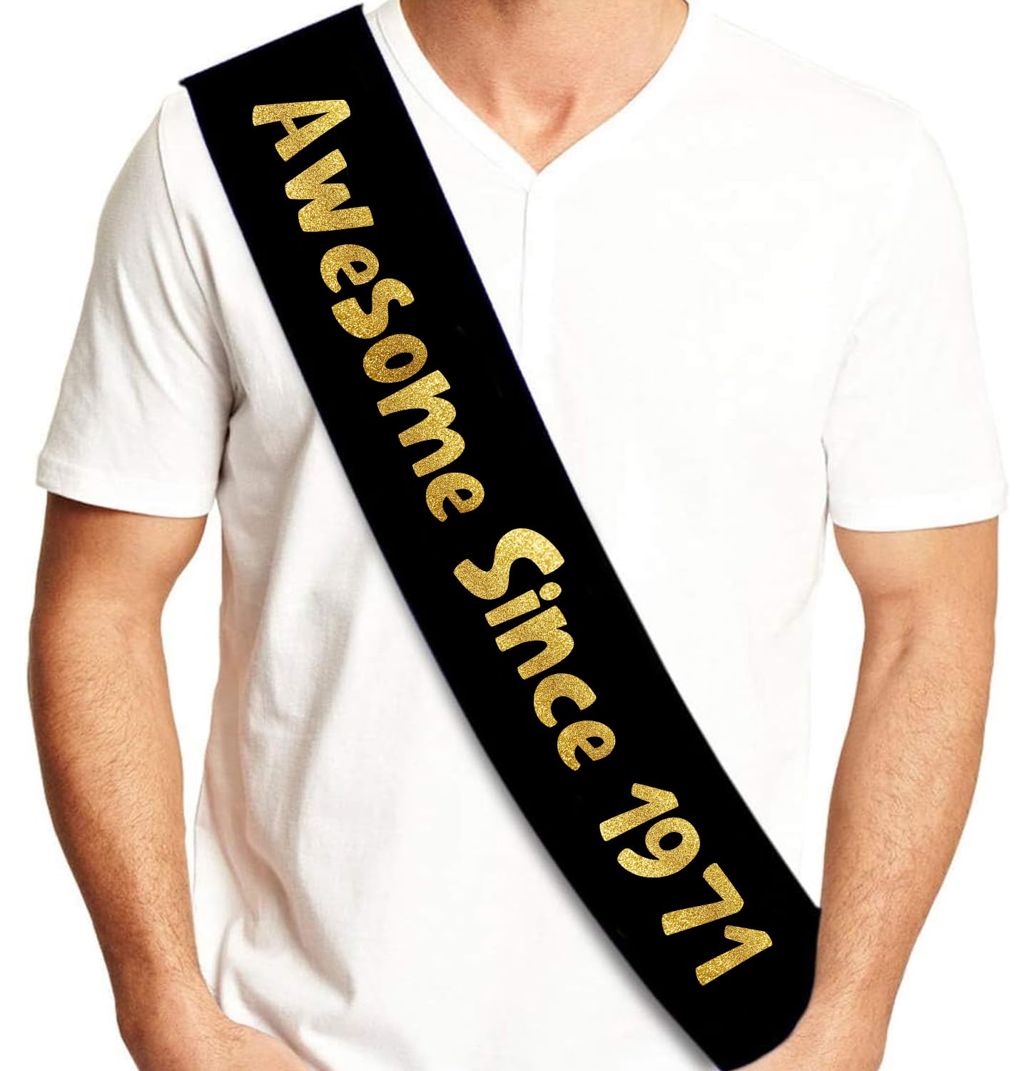 Sterling James Co. Awesome Since 1971 Black and Gold Sash - Funny 55th Birthday Sash for Him or Her - Party Decorations, Supplies and Gifts