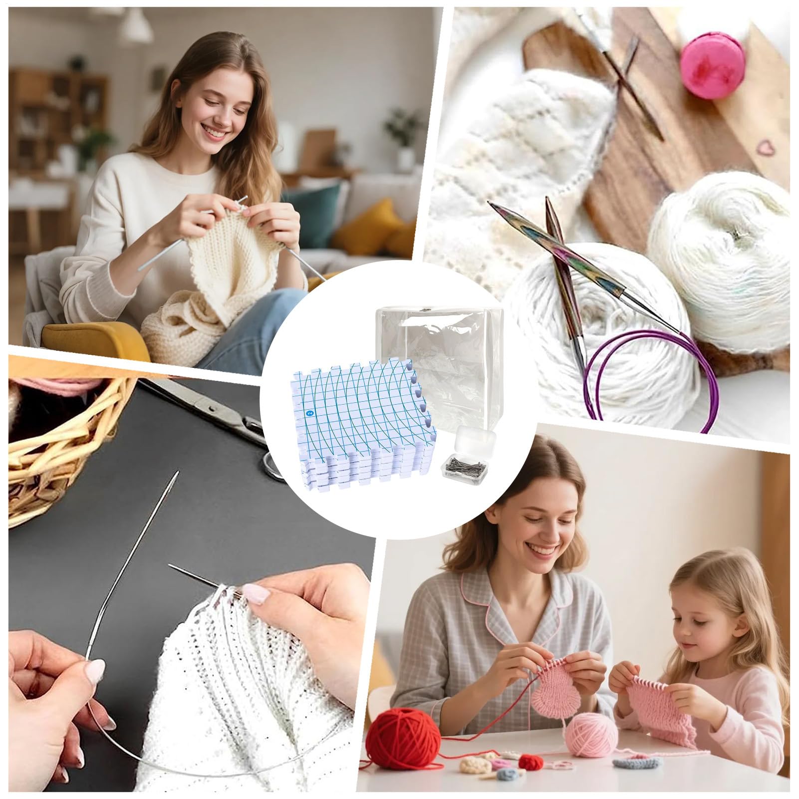 Tappetini da Bloccaggio Strumento per Uncinetto | Kit Bloccaggio Maglia Per Magliaie Artisti Tessili Appassionati Fai Da Te Indumenti Tovaglie Merletti Lana Laboratorio Casa