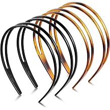 WILLBOND 4 Pcs Plastic Double Headband for Women Teeth Comb, Black, Brown