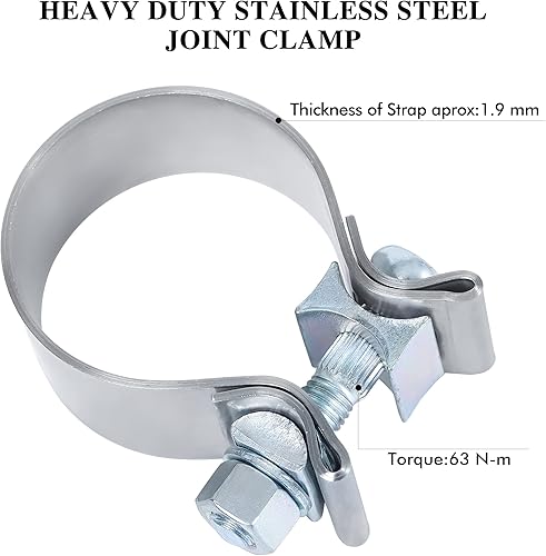 Miniatura 4 de Abrazadera de escape de 2.0 pulgadas, abrazadera de banda de silenciador de escape estrecha de acero inoxidable (4 piezas)