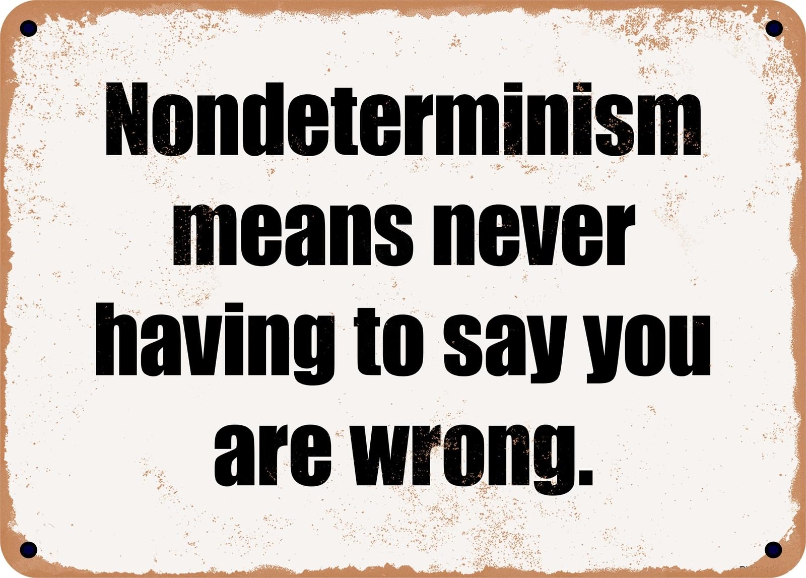 Miaomansenstore Metal Sign - Nondeterminism Means Never Having To Say You Are Wrong Home Decor