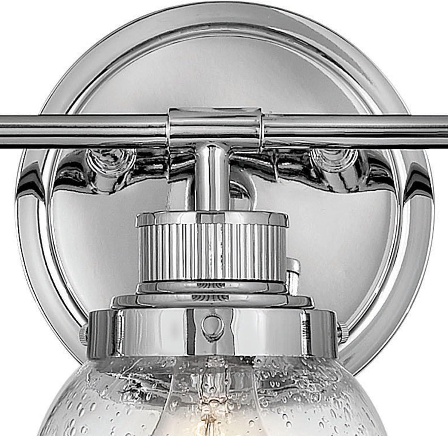 Hinkley Poppy 5933CM Medium Three Light Bathroom Vanity Fixture, Mid-Century Modern, Clear Seedy Glass Globe, Chrome