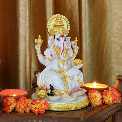 Miniatura 8 de alikiki Figura de Dios hindú Ganesh Chaturthi – 8.4 pulgadas de alto, ídolo indio Ganesha, estatua de elefante hindú Dios Pooja, artículo Diwali