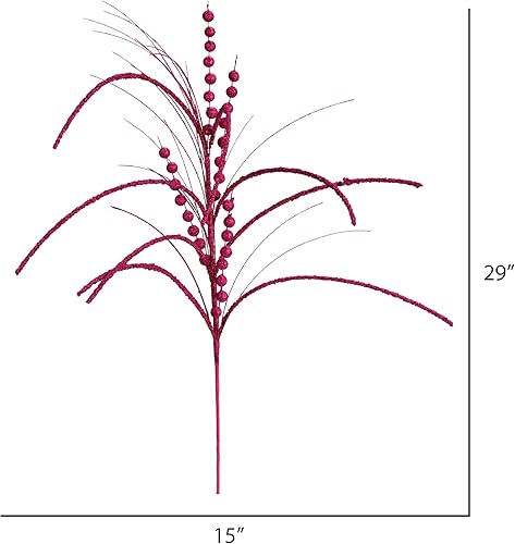 Miniatura 2 de Vickerman Spray de Navidad artificial de cosecha de 29 pulgadas con purpurina roja baya. Incluye 6 aerosoles por paquete.