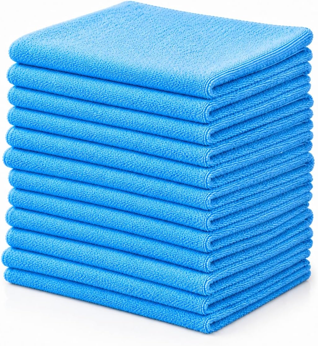 Aero Cosmetics All-Purpose Microfiber Cleaning Towels Cleaning Cloth for Wet or Waterless Wash - Highly Absorbent, Lint-Free, Car, RV, Motorcycle, Kitchens, Bathrooms (12 Pack)