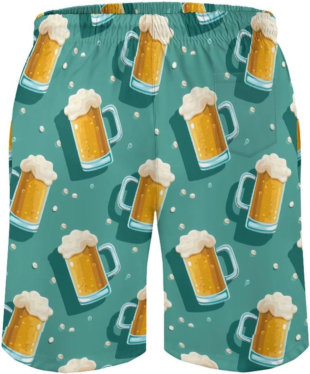 Beer Mugs Casual Men's Swim Trunks Novelty Summer Beach Shorts Swimwear with Pocket