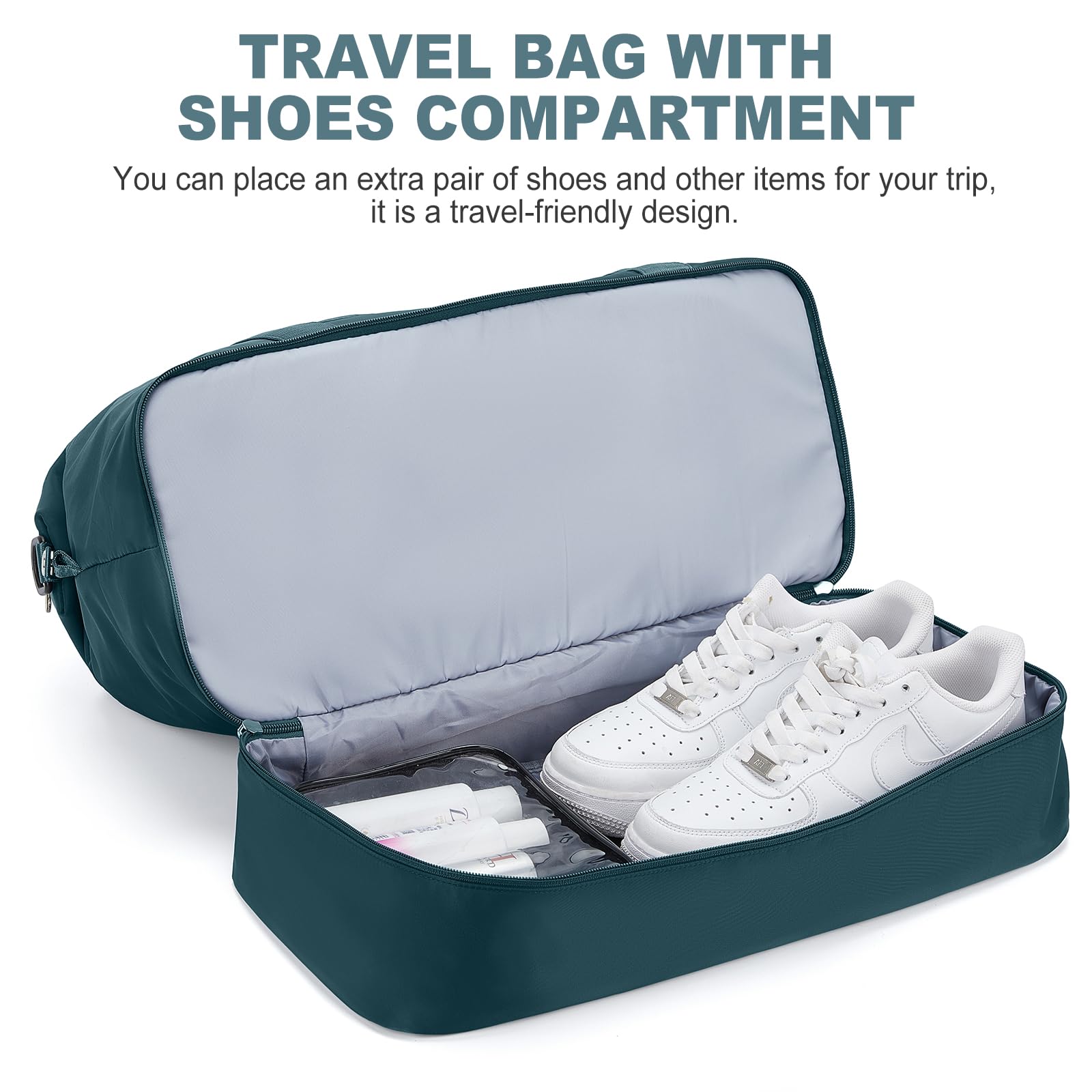HPLQQ Borsone da Viaggio Donna Bagaglio a Mano Easyjet 45x36x20, Borsa Sportiva Borsone da Palestra con Scomparto per le Scarpe, Borsa da Weekend, Ospedale Parto, Danza,A03-Blu Pavone