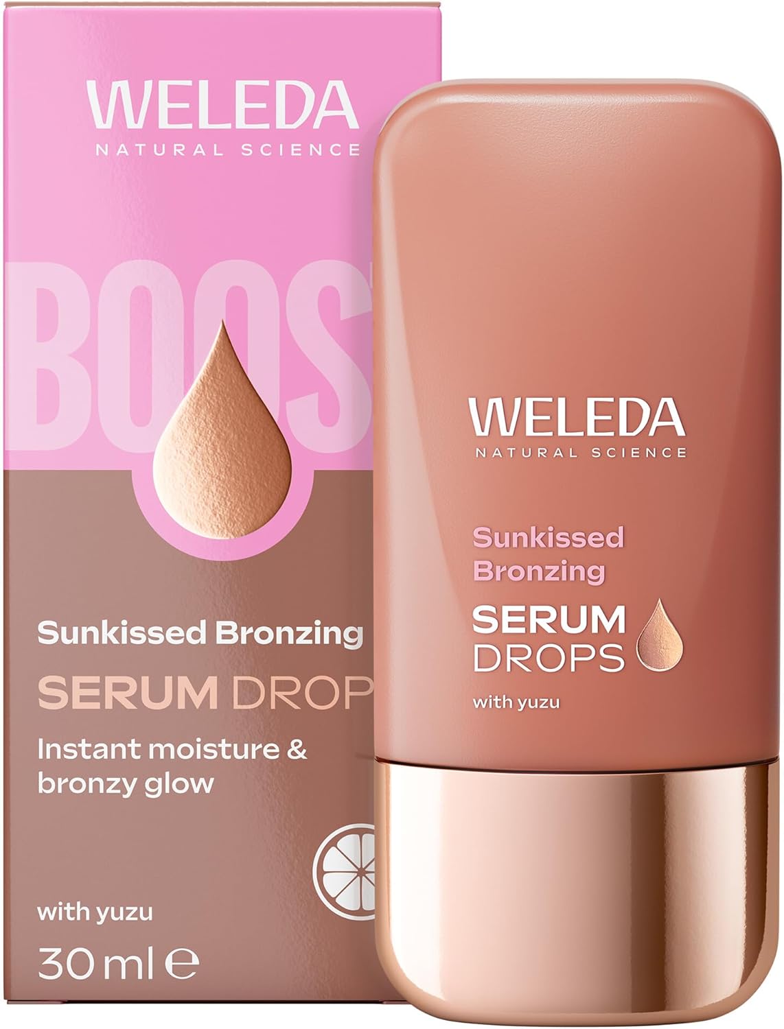 Weleda Sunkissed Bronzing Face Serum Drops with Yuzu, Facial Serum for Instant Moisture & Bronzy Glow, Certified Natural, Vegan, 30ml