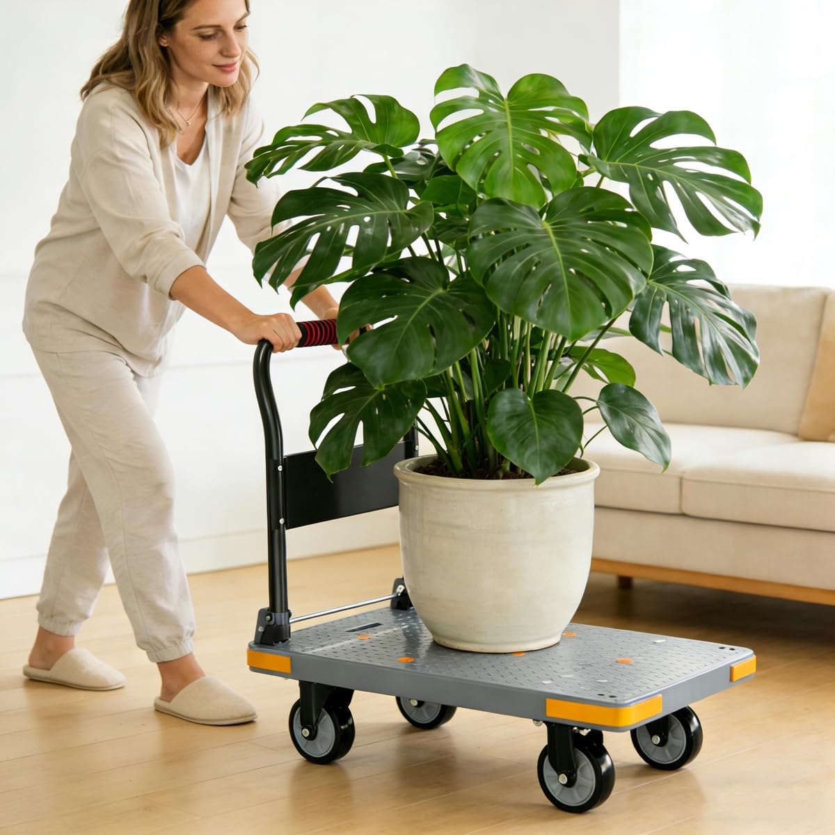 Składany wózek transportowy 200 kg, 72 x 50 cm, wózek platformowy z antypoślizgową powierzchnią, idealny do przeprowadzki, magazynu, warsztatu i majsterkowiczów (kolor szary)
