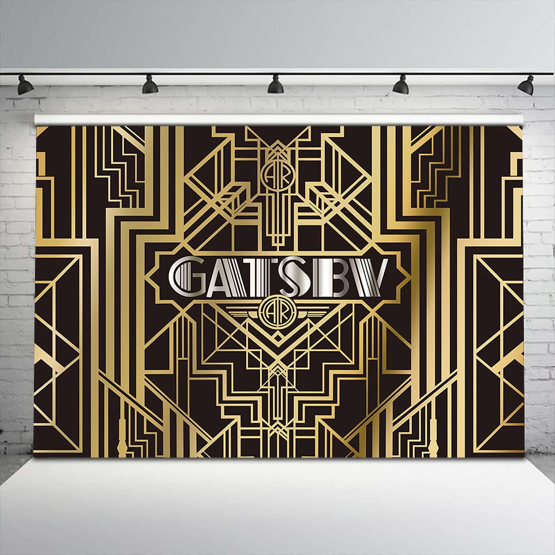 Avezano Gatsby Fondali Fotografia anni '20 Sfondo Fotografico Adulti Festa di Compleanno Nero e Oro Decorazione di Matrimonio Immagini Sfondo Photo Booth Studio Props (3 m x 2,4 m)