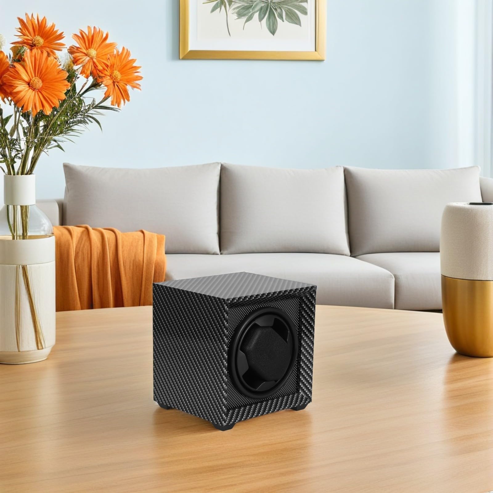 Avvolgitore Automatico per Orologi Meccanici in Legno Mdf Rotazione Silenziosa, Alimentazione USB e Doppia Velocità, per Scrivania e Ufficio