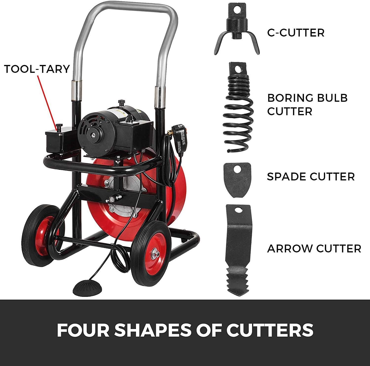 Mophorn 100Ft x 3/8Inch Drain Cleaner Machine fit 1 Inch (25mm) to 4 Inch(100mm) Pipes 370W Drain Cleaning Machine Portable Electric Drain Auger with Cutters Drain Auger Cleaner Plumbing Tool - - 