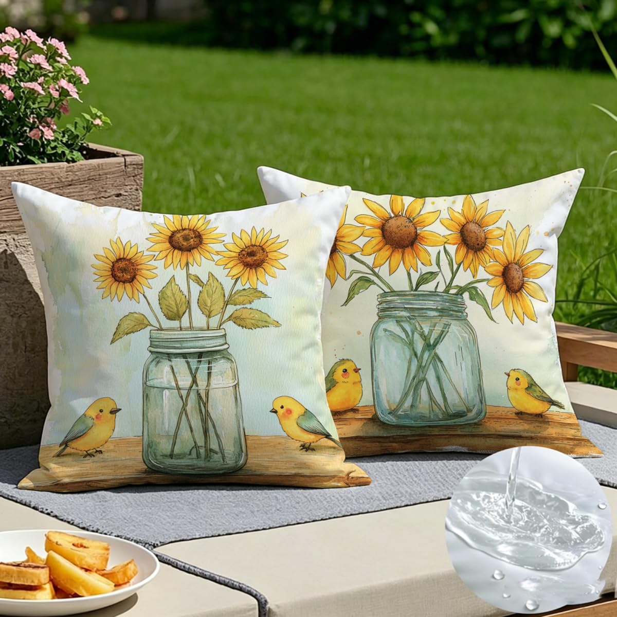 Housse coussin blanc 55x55 lot de 2 en lin pour décoratif jardin patio et salon chic