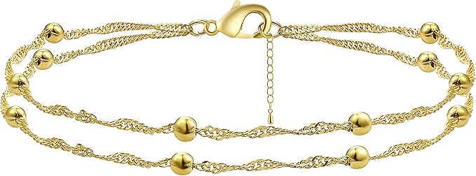 Viromy Dainty Gold Chain Bracelets for Women 18K Gold Plated Simple Cute Cuban Link Lock Chain Curb Link Chain Paper Clip Toggle Bracelet for Women Girls Jewelry Gifts
