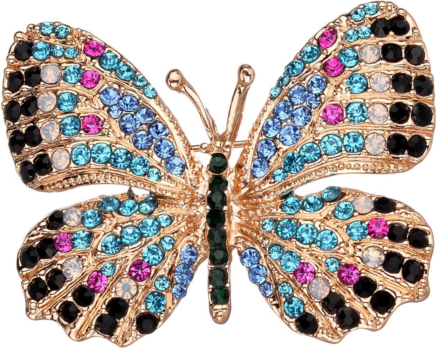 Jones New York Gold Butterfly Black Purple White Blue Rhinestones Brooches and Pins: Clothing, Shoes & Jewelry
