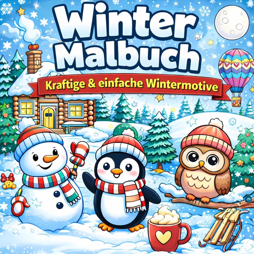 Winter Malbuch – Kräftige & einfache Wintermotive: 55 kräftige und einfache Winter-Ausmalbilder für Kinder, Jugendliche und Erwachsene