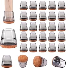 Niviy Protection Pied de Chaise Noir Embout de Chaise pour Anti-Rayures et Réduit Le Bruit Patins Chaise Silicone Tampon de Chaise Protection Parquet 32PCS 20mm
