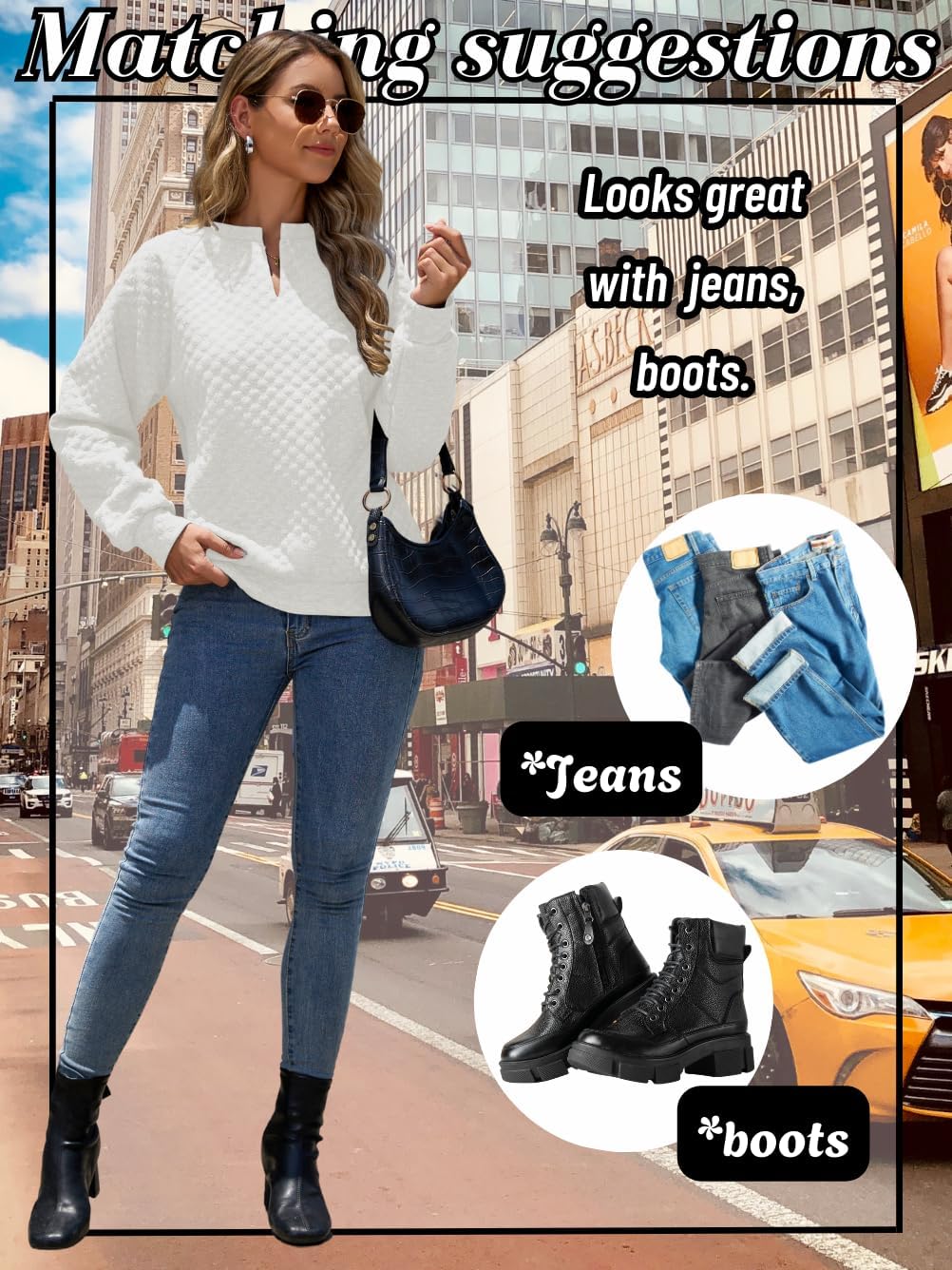 EHSUYAB Women Trendy Quilted Plain Sweatshirt, Raglan Long Sleeve Loose Lightweight Pullover Top, Casual Fashion Fall Outfits