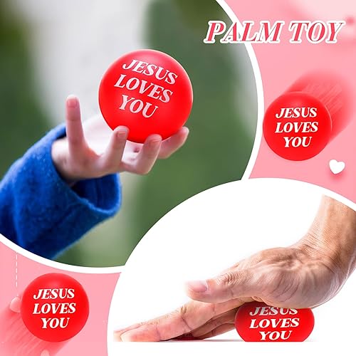 Miniatura 6 de 20 bolas de estrés de Jesús te ama juguetes rojos para aliviar el estrés recuerdos de fiesta de San Valentín bolas de espuma hinchables a granel