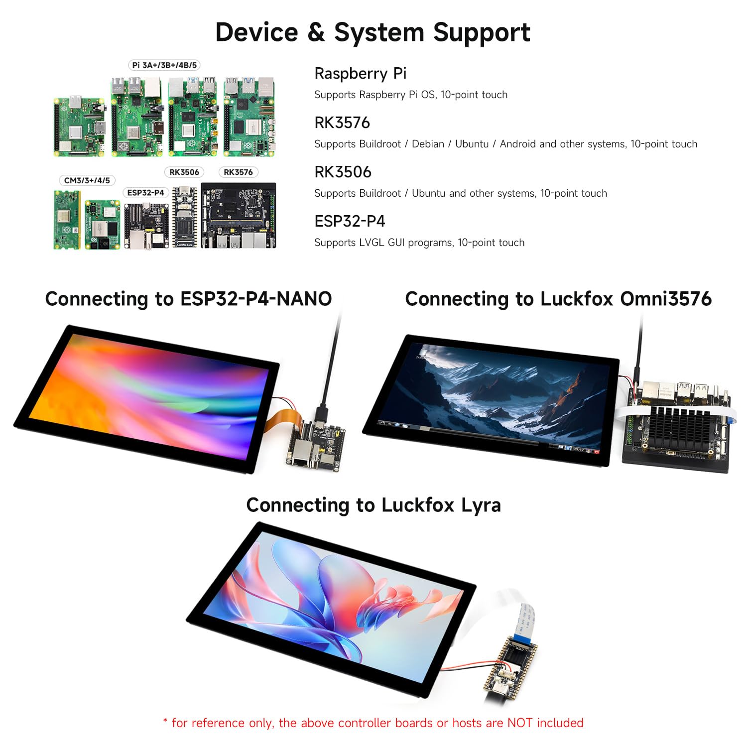 Waveshare 10.1inch DSI Capacitive Touch Display, Compatible with Raspberry Pi 5/4B and ESP32-P4, Wide Color Gamut, 720 × 1280, IPS Panel, Supports 10-Point Touch, Toughened Glass Panel