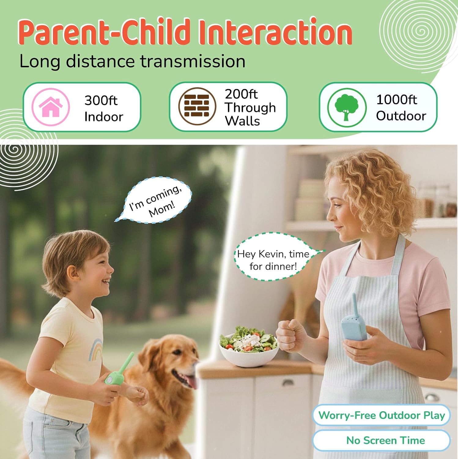 LEENK Kids Video Walkie Talkies – 2 Separate Color Sets (Blue/Green + Green/Purple), 4 Units Total