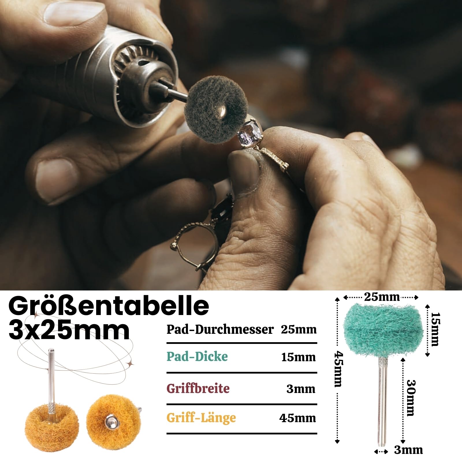 120 Stück 25mm Schleifscheibe Polierscheiben, Körnung 80/150/240/400 | für Dremel Schleifaufsätze Schleifen und Polieren Metall Holz Radnaben Polieraufsatz Akkuschrauber
