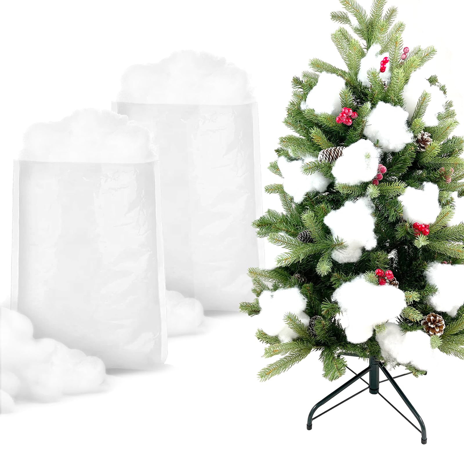 Neige Artificielle Décorative – Fibre Blanche Moelleuse Pour Sapin De Noël, Village De Noël, Bricolage | 150 G Sous Vide