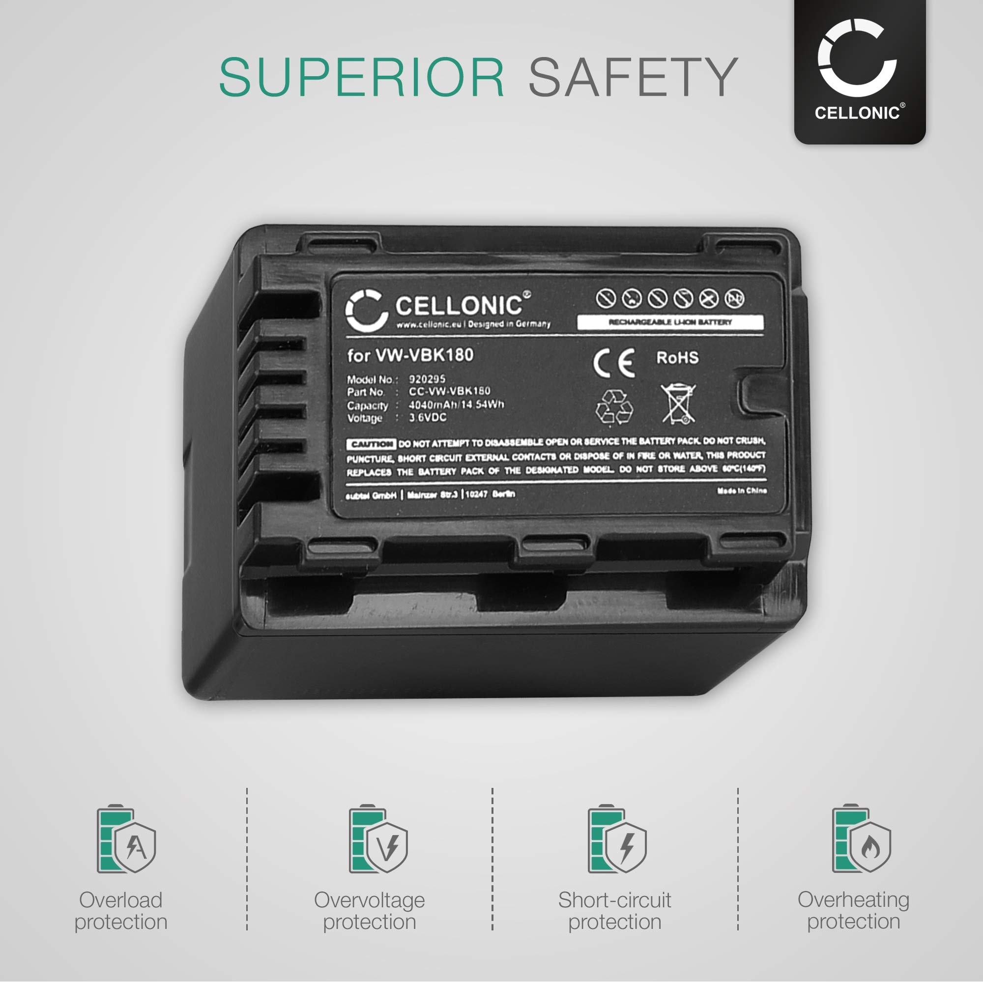 CELLONIC 2 x akumulator kompatybilny z Panasonic HC-V777 -V800 -V770 -V760 -V750 -V520 -V380 -V270 -V180 -V10 HC-VXF990 HC-VX980 HC-W580 HDC-SD60 S40 SDR-S50, VW-VBT190 -VBT380 -VBK180 akumulator zapasowy bateria