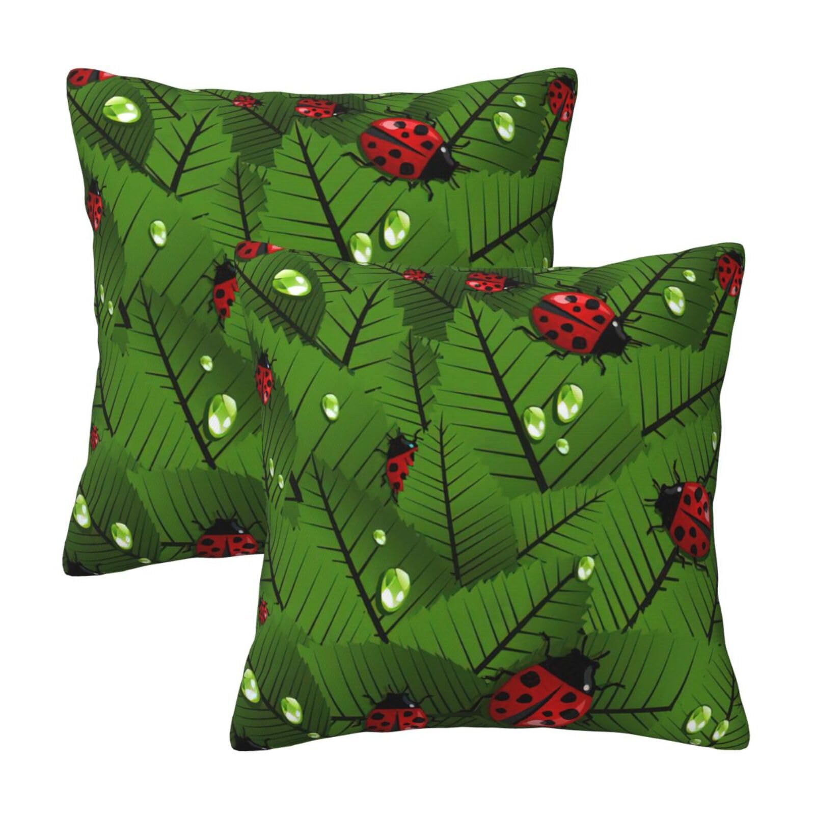 RRhgipp Leaves And Ladybugs Throw Pillow Cases Decorative Cushion Covers Couch Bed Sofa Decoration Xmas Gifts Bed