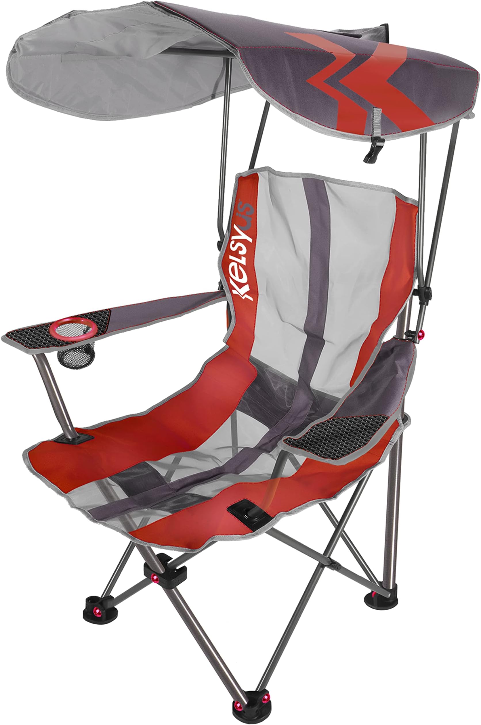 Kelsyus SwimWays Original Foldable Canopy Chair for Camping, Tailgates, and Outdoor Events, Grey/Red