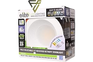 Elite REL637-CCT Series LED Retrofit Baffle, Color SeleCCTor 2700K-5000K, White, 5/6"