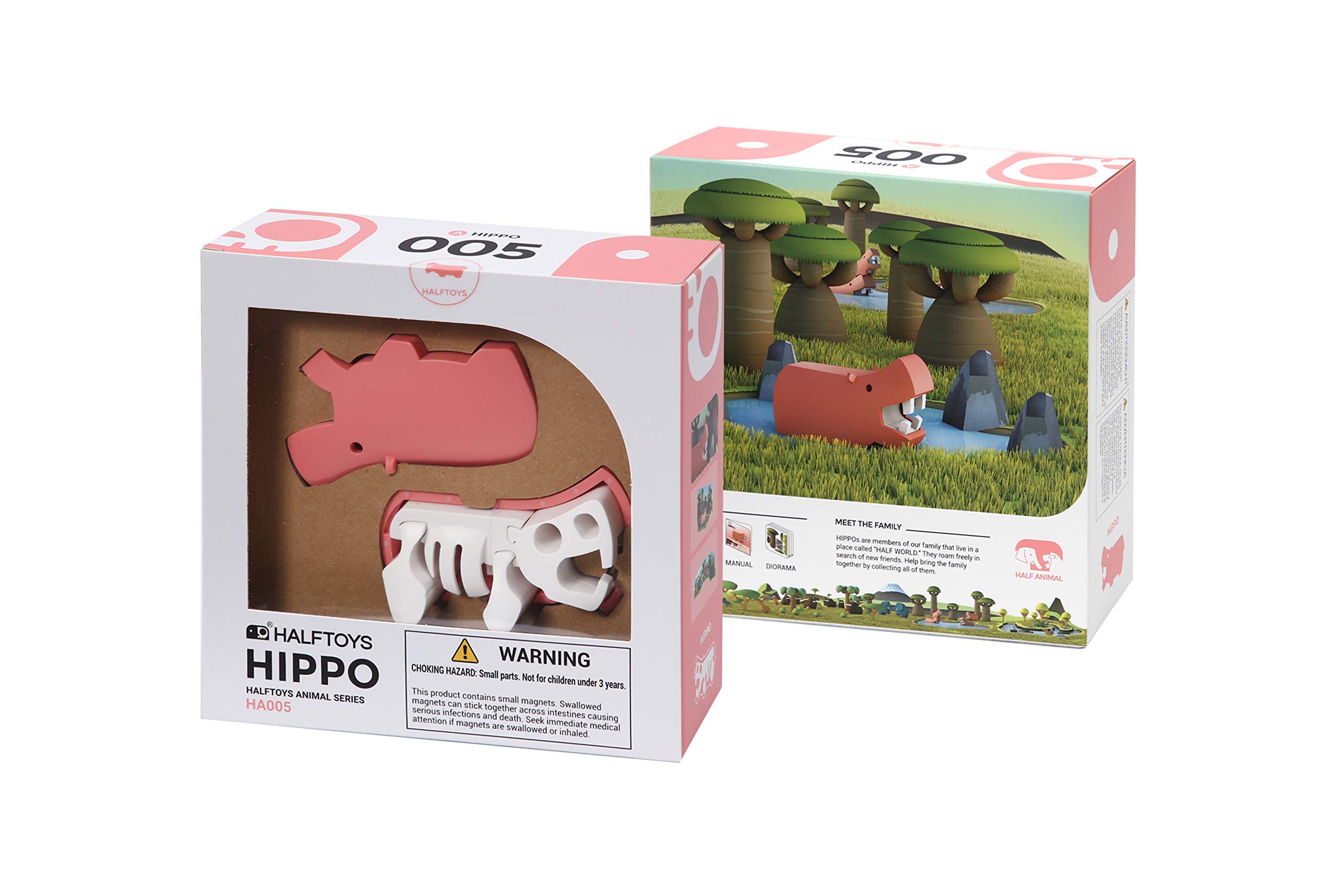 HALFTOYS Rompecabezas Magnético 3D Hipopótamo | Juguetes De Aprendizaje Temprano Para Mayores De 3 Años | Juego De Juguetes Educativos STEM Para Niños Y Niñas | Juguetes Interactivos Para El Cerebro