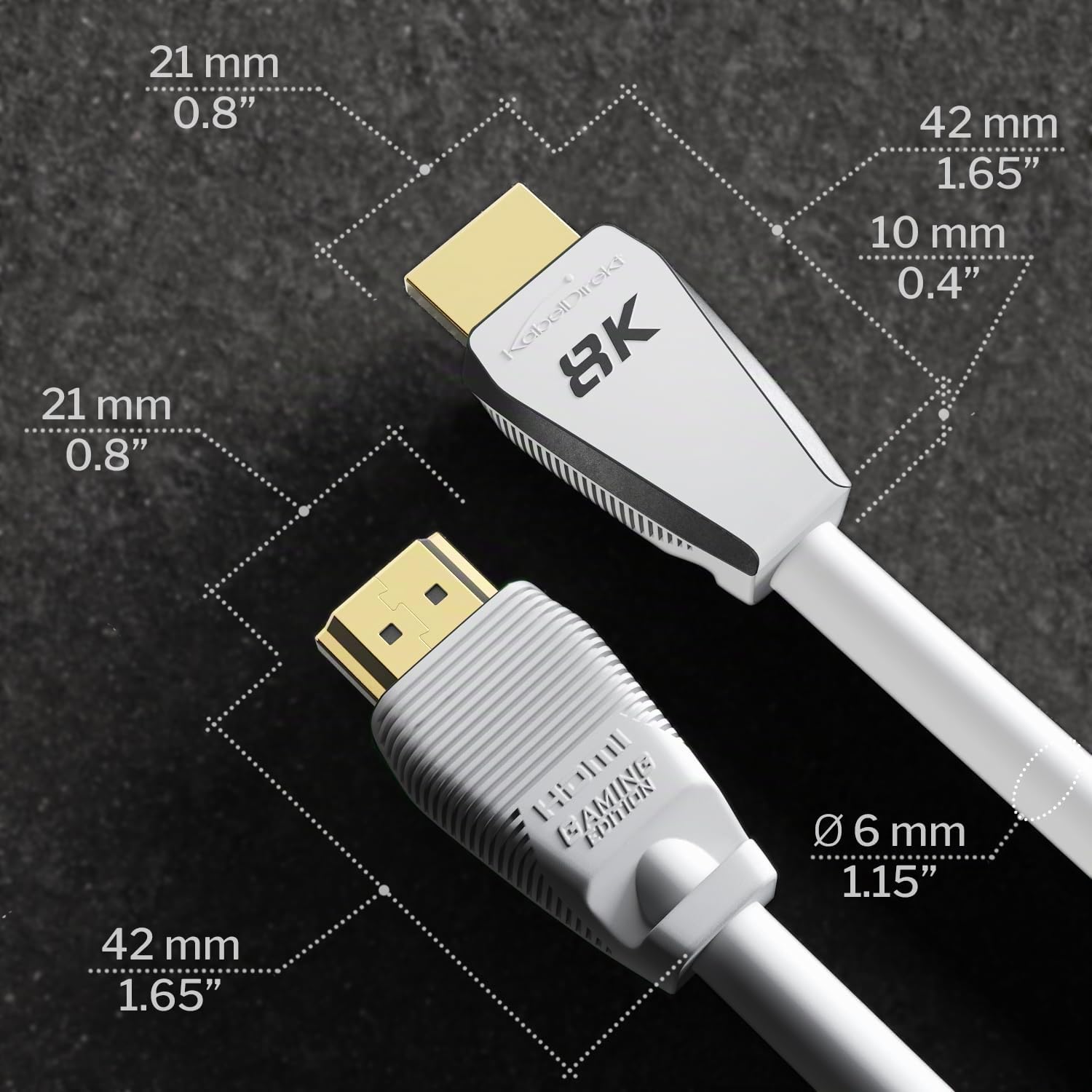KabelDirekt câble Ultra High Speed 8K @ 60Hz/4K @ 144Hz pour Gaming PC/PS5/Xbox, HDMI 2.1 b, 2 m, certifié Ultra Edition, blanc