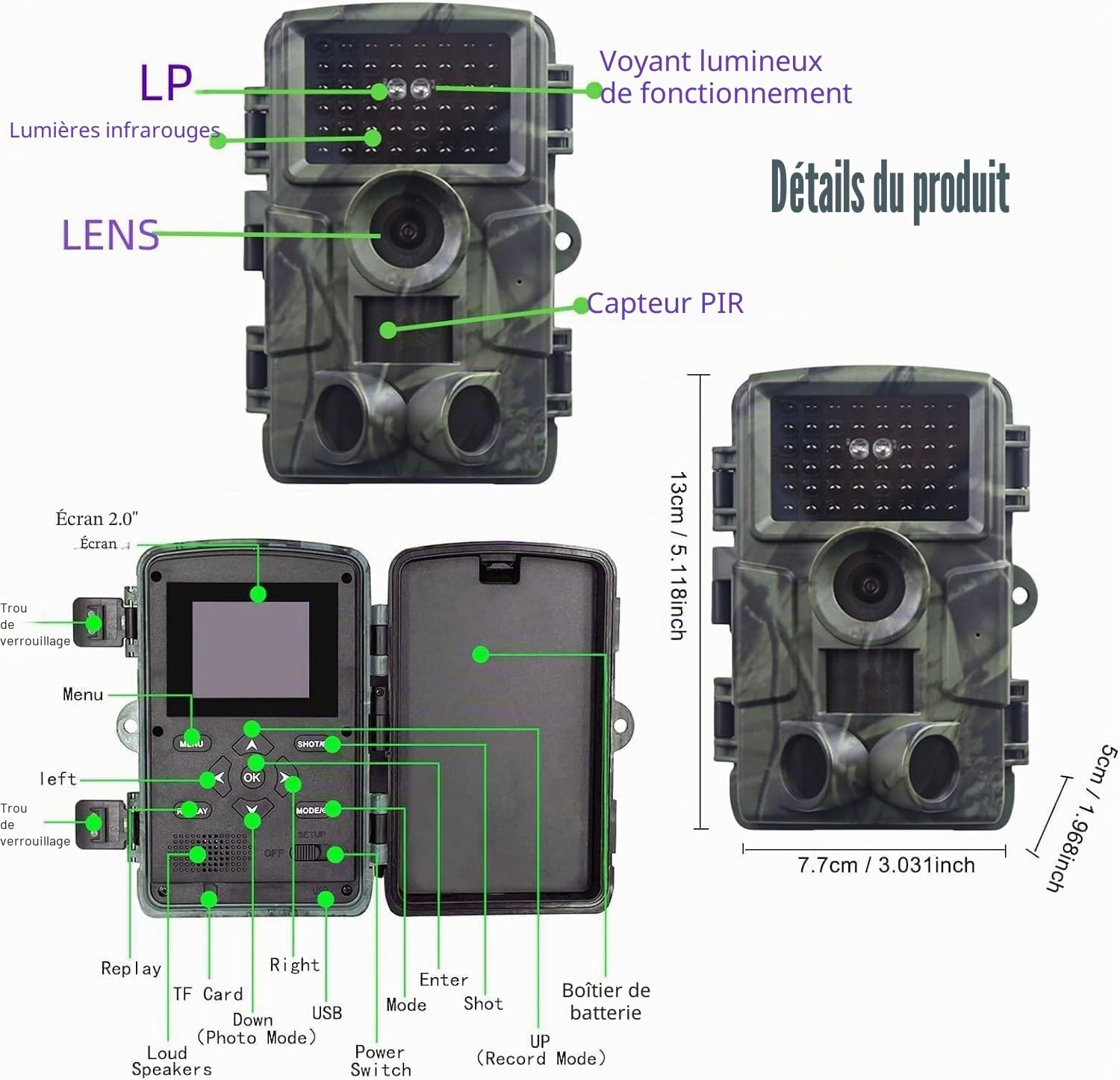 Caméra de Chasse Wi-Fi 4K 60MP HD avec Vision Nocturne - Captures incroyables des animaux sauvages - Connexion Mobile sans fil - Étanche IP66