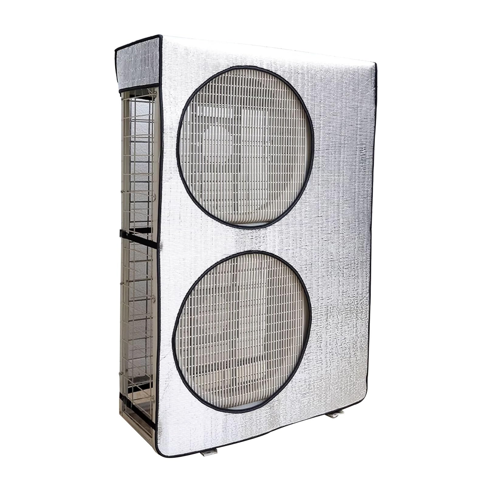 Doble Capa Funda Aire Acondicionado Exterior, Paquete de Media Cubre Aire Acondicionado Exterior, Material de Aluminio, Sin Malla, Aptas para Todas Las Estaciones(41x17x58 in/105x43x148 cm)