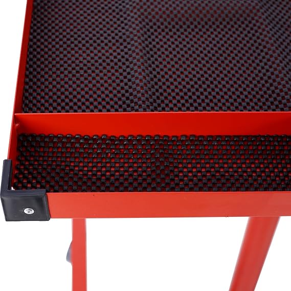 JOYBASE Mobile Adjustable Workbench on Wheels, Portable Tear Down & Work Table with Drawer for Garages, Workshops and Repair Shops, 220 LBS Capacity, Heavy-Duty Steel Construction (Red)