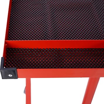 JOYBASE Mobile Adjustable Workbench on Wheels, Portable Tear Down & Work Table with Drawer for Garages, Workshops and Repair Shops, 220 LBS Capacity, Heavy-Duty Steel Construction (Red)