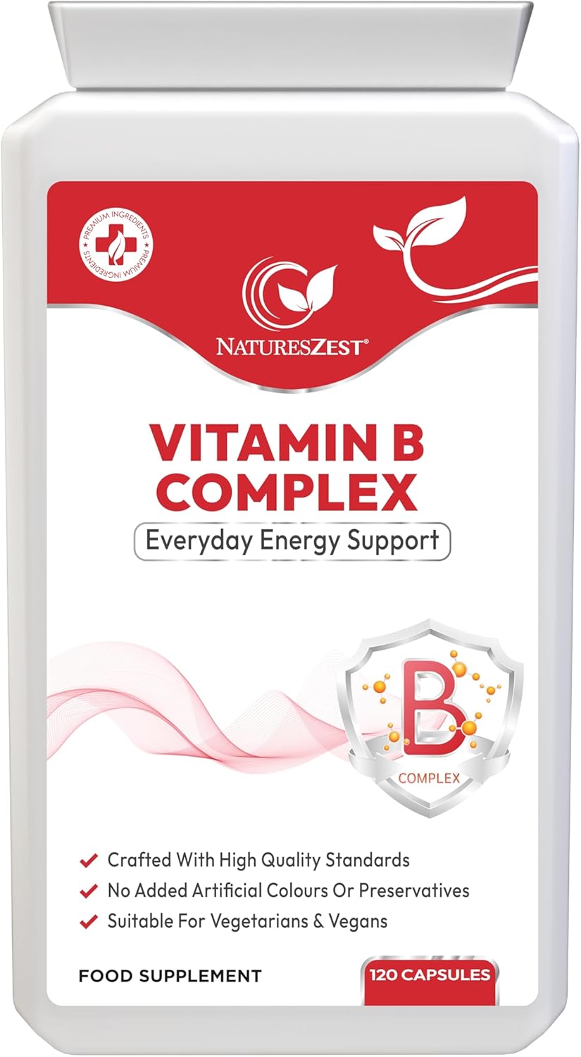 Vitamin B Complex – High Strength | 120 Capsules | 8 B Vitamins with PABA | Energy, Metabolism, Immunity & Nervous System Support | Vegan, Non-GMO, No Preservatives | 4-Month Supply by Natures Zest
