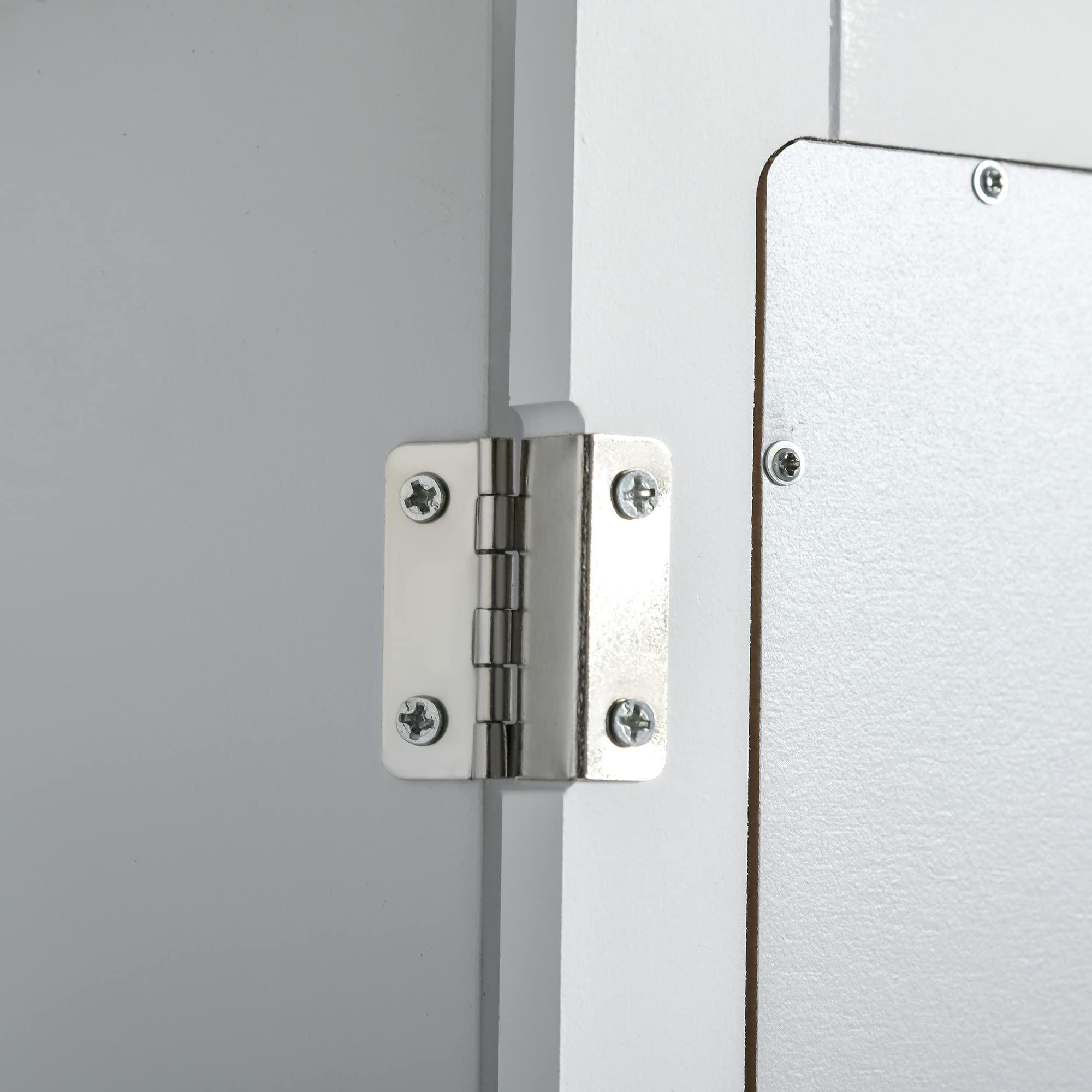 kleankin Specchio Bagno Contenitore con Chiusura Magnetica, Mobiletto Bagno da Parete Salvaspazio in Legno, 41x14x60cm, Bianco