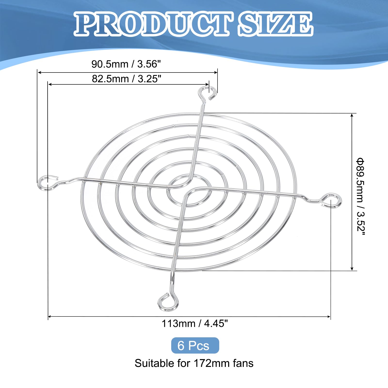 PATIKIL 90mm Fan Finger Grill, 6 Pack Metal Grill Protector Guard Fan Protective Cover for 90mm Exhaust Fans Equipment Computer DIY - Image 2