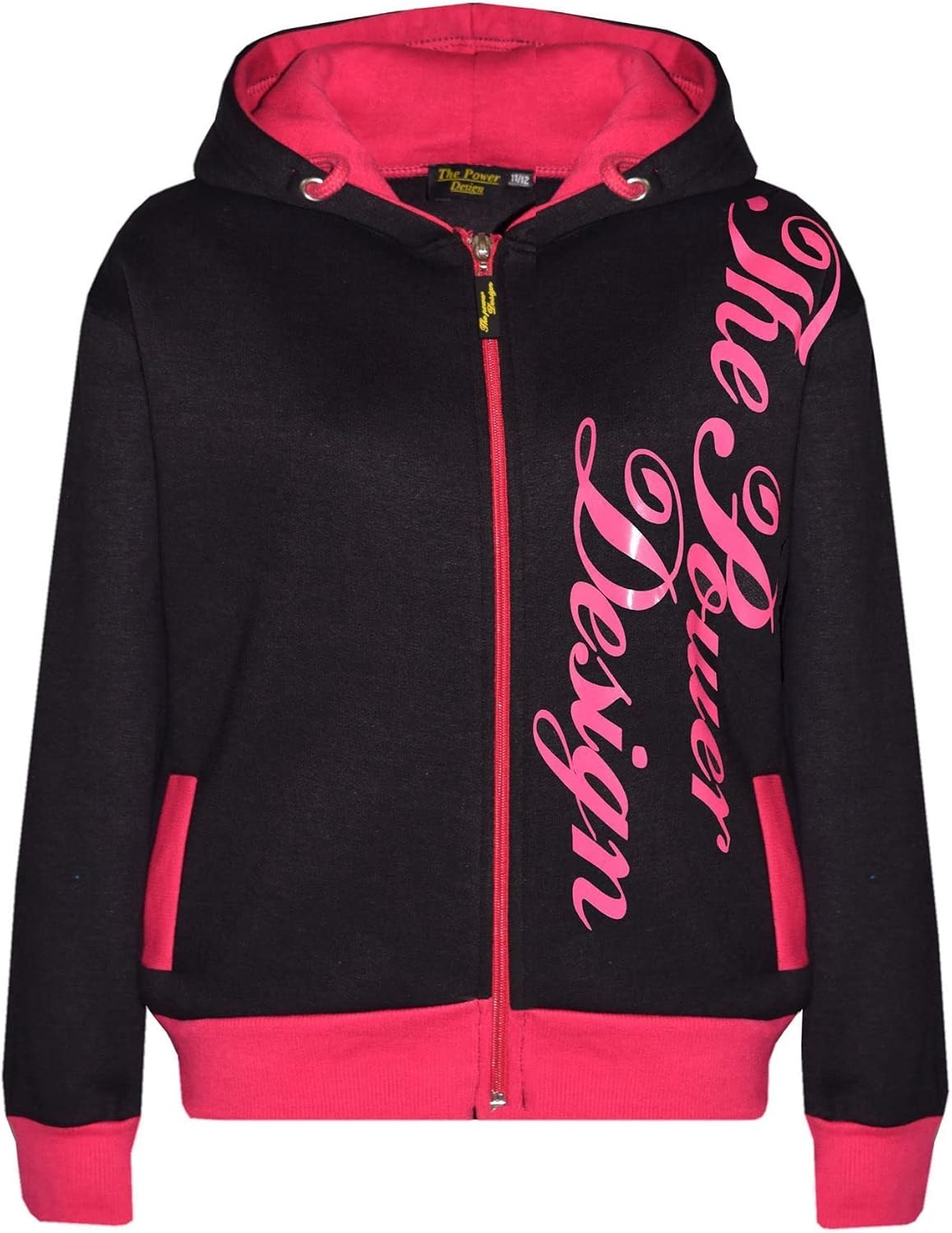 Kids Tracksuit Girls The Power Design Black Pink Top Jogger Bottom Jogging Suit